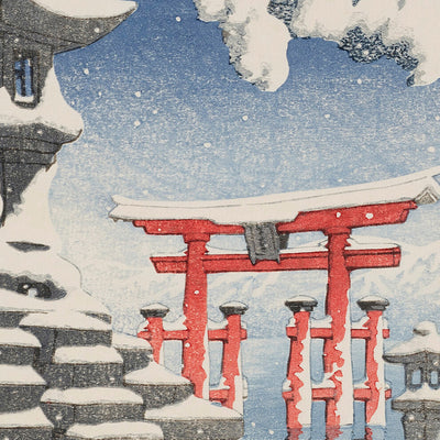 Snow at Itsukushima with Shinto Torii by Hasui Kawase, 1935