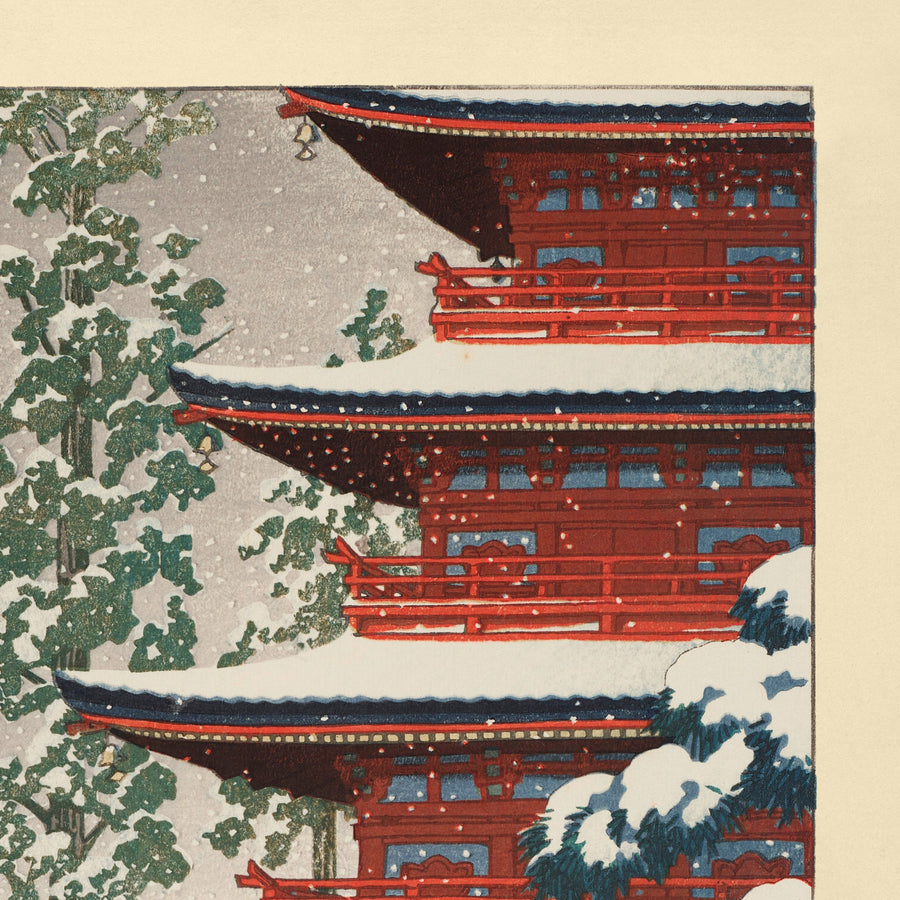 Saishoin-Tempel im Schnee von Hasui Kawase, 1936 