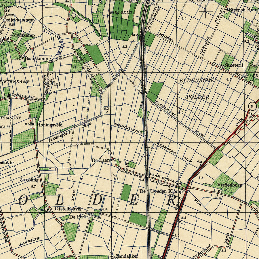 Old US Army Map of Arnhem, Operation Market Garden, 1943: Rhine River, Bridges, Polders, Railways