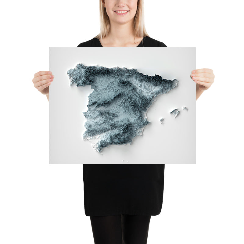 Spanien Topographische 3D Reliefkarte 