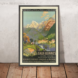 Póster de viaje de Eaux-Bonnes, Pirineos, de Julien Lacaze, 1910 