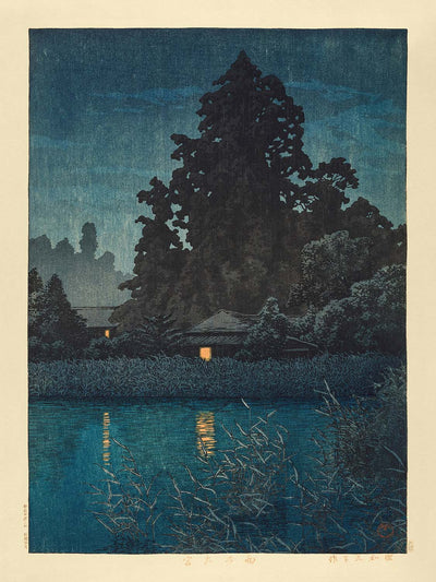 Omiya en la lluvia de Hasui Kawase 1935 