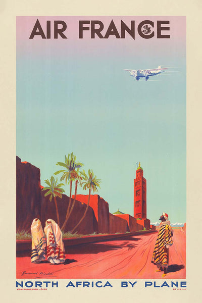 North Africa Travel Poster: Air France – North Africa by plane by Maurice Guiraud-Rivière, 1935