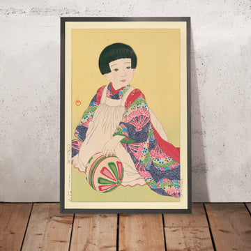 Un’immagine incorniciata di Child with Ball di Hasui Kawase, 1935
