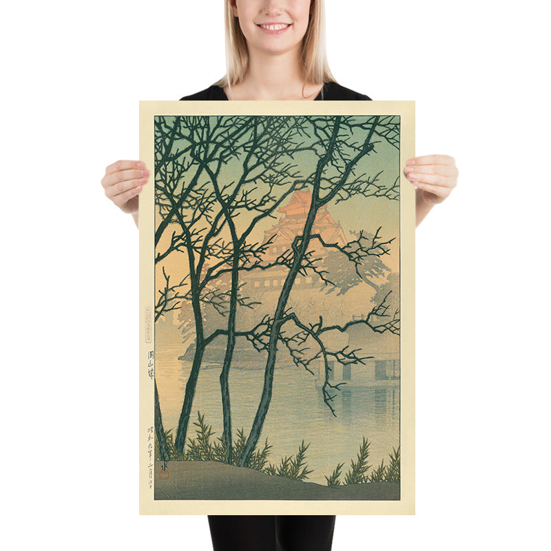 Morgendämmerung am Okayama-Schloss von Hasui Kawase, 1935 