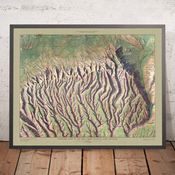 Old Relief Map of Mesa Verde National Park, 1914: Cliff Palace, Balcony House, Long House, Knife Edge, Park Point