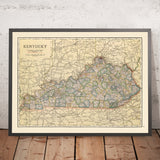 Mapa antiguo de rutas automovilísticas de Kentucky, 1920: Louisville, Lexington, Covington, río Ohio, líneas eléctricas 