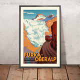 Schweizer Alpen Reiseplakat: Furka-Oberalp 