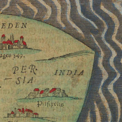 Ancienne carte du monde Cloverleaf avec Jérusalem au centre par Bunting, 1582 