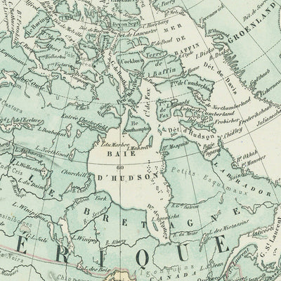 Old Spherical Map of North America by Garnier, 1860