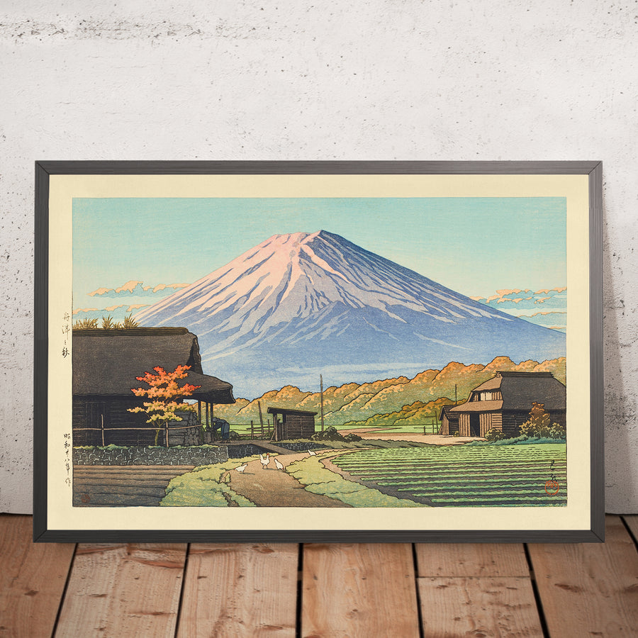 A framed image of Autumn in Funatsu by Hasui Kawase, 1935