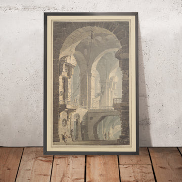 A framed image of Dark Prison (Carcere Oscura) by Turner, 1790