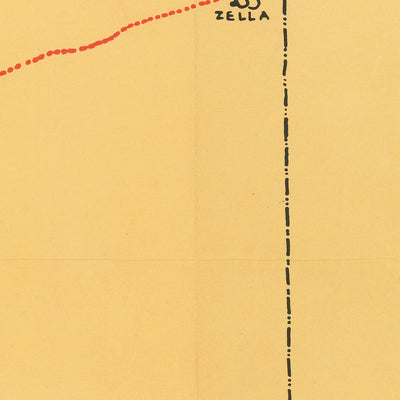 Ancienne carte de la Libye, 1960 : Benghazi, Tripoli, Cyrénaïque, Routes, Mer Méditerranée 