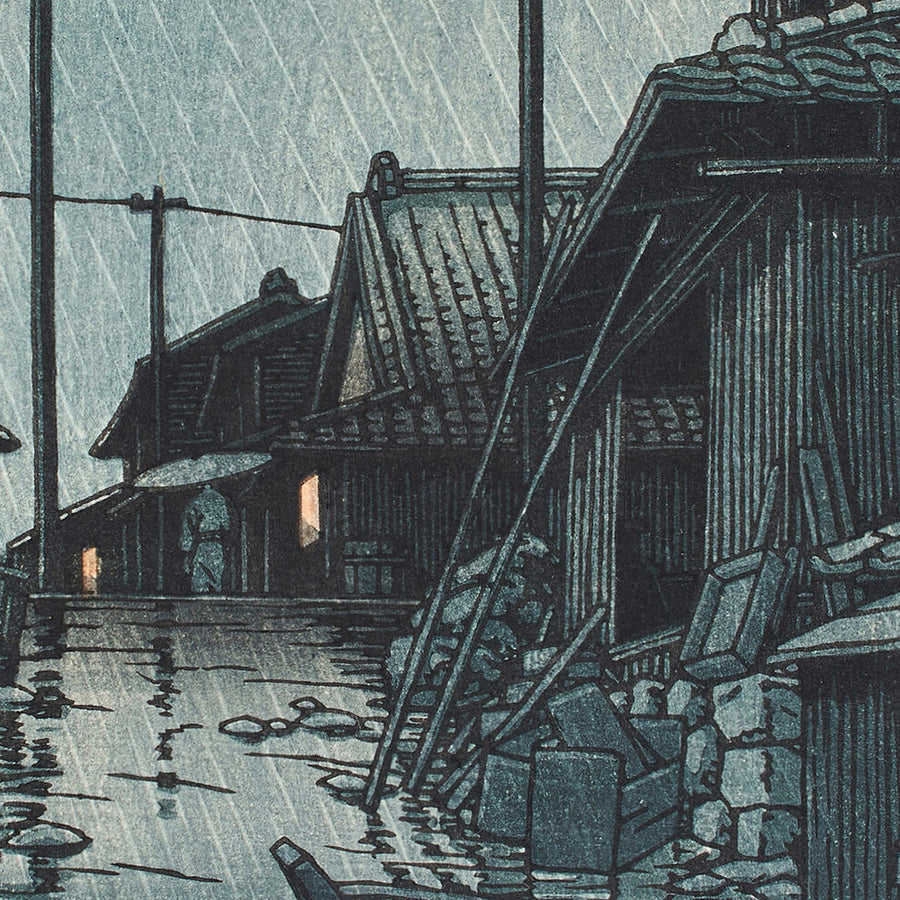 Nachtregen in Kawarago von Hasui Kawase 1935 