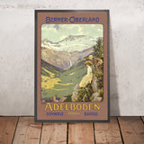 Cartel de viaje de Adelboden: Berner Oberland, 1400 m, de Carlo Pellegrini, 1910 