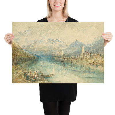 Looking towards Lake Thun, from opposite Scherzligen, with Schloss Schadau and the Niesen in the distance, Switzerland by Turner, 1804
