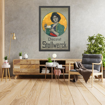 A framed image of Stollwerck Vintage Chocolate Poster by Hans Unger, 1898