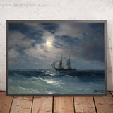 The Brig Mercury in Moonlight by Ivan Konstantinovich Aivazovsky, 1874