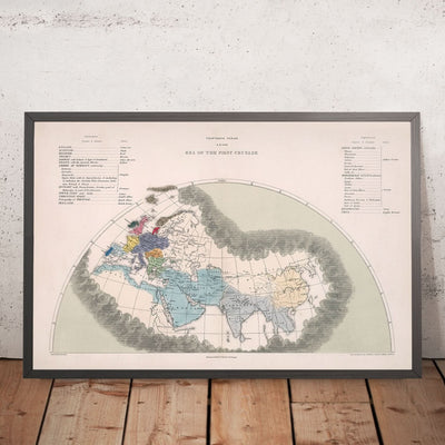 Alte Karte des Ersten Kreuzzugs von Quin, 1856: Deutsches Reich, Byzantinisches Reich, Jerusalem, Kalifate, China 