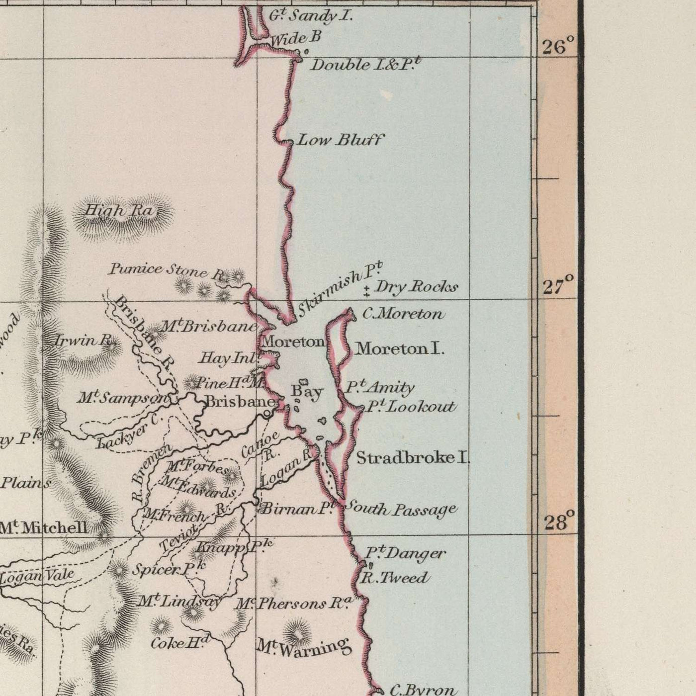 Old Map of New South Wales by Arrowsmith, 1845: Sydney, Newcastle, Rivers, Roads, Counties