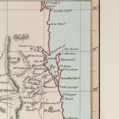 Old Map of New South Wales by Arrowsmith, 1845: Sydney, Newcastle, Rivers, Roads, Counties