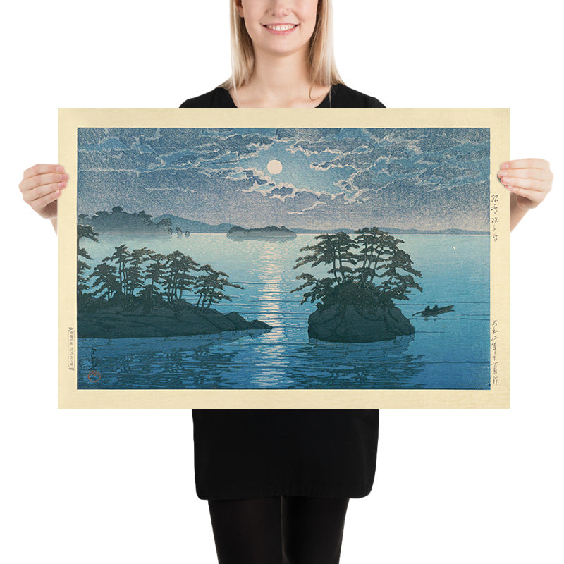 Île Futago - Clair de lune à Matsushima par Hasui Kawase, 1935 