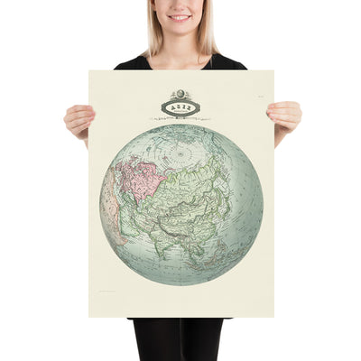 Alter sphärischer Atlas von Asien von Garnier, 1860 