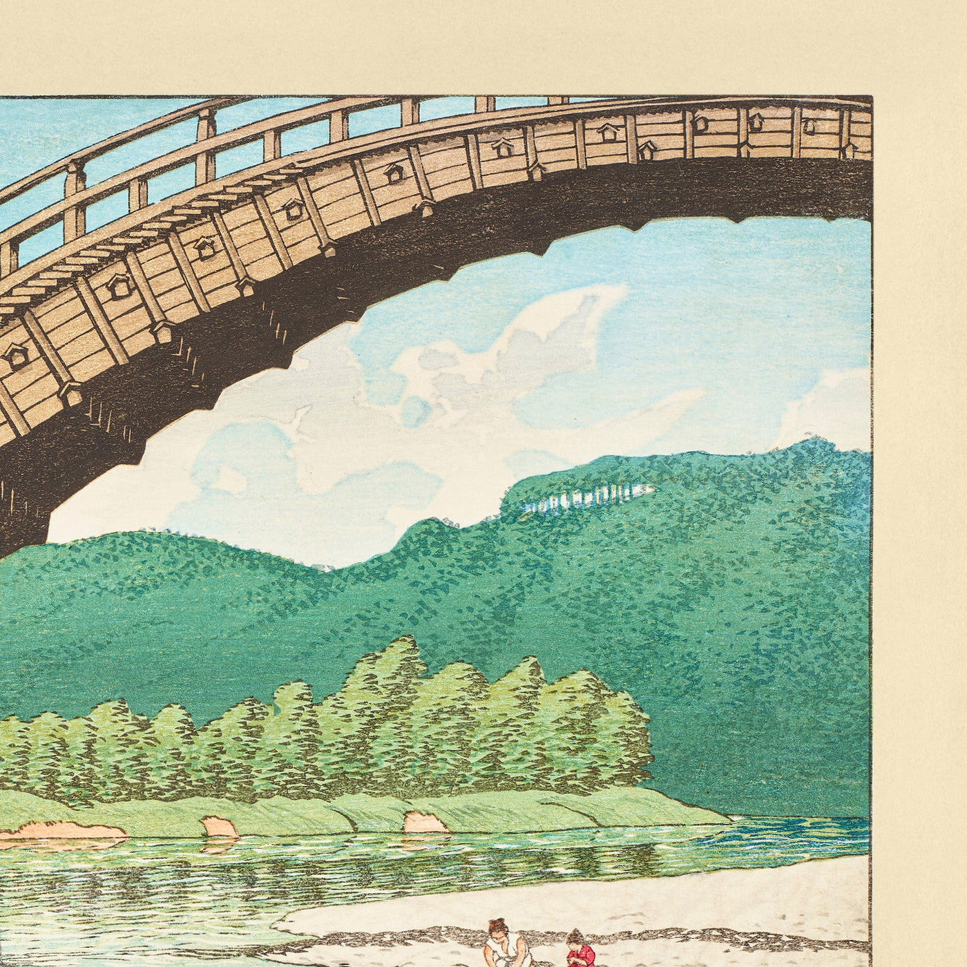 Le pont Kintai dans la province de Suo par Hasui Kawase 1935 