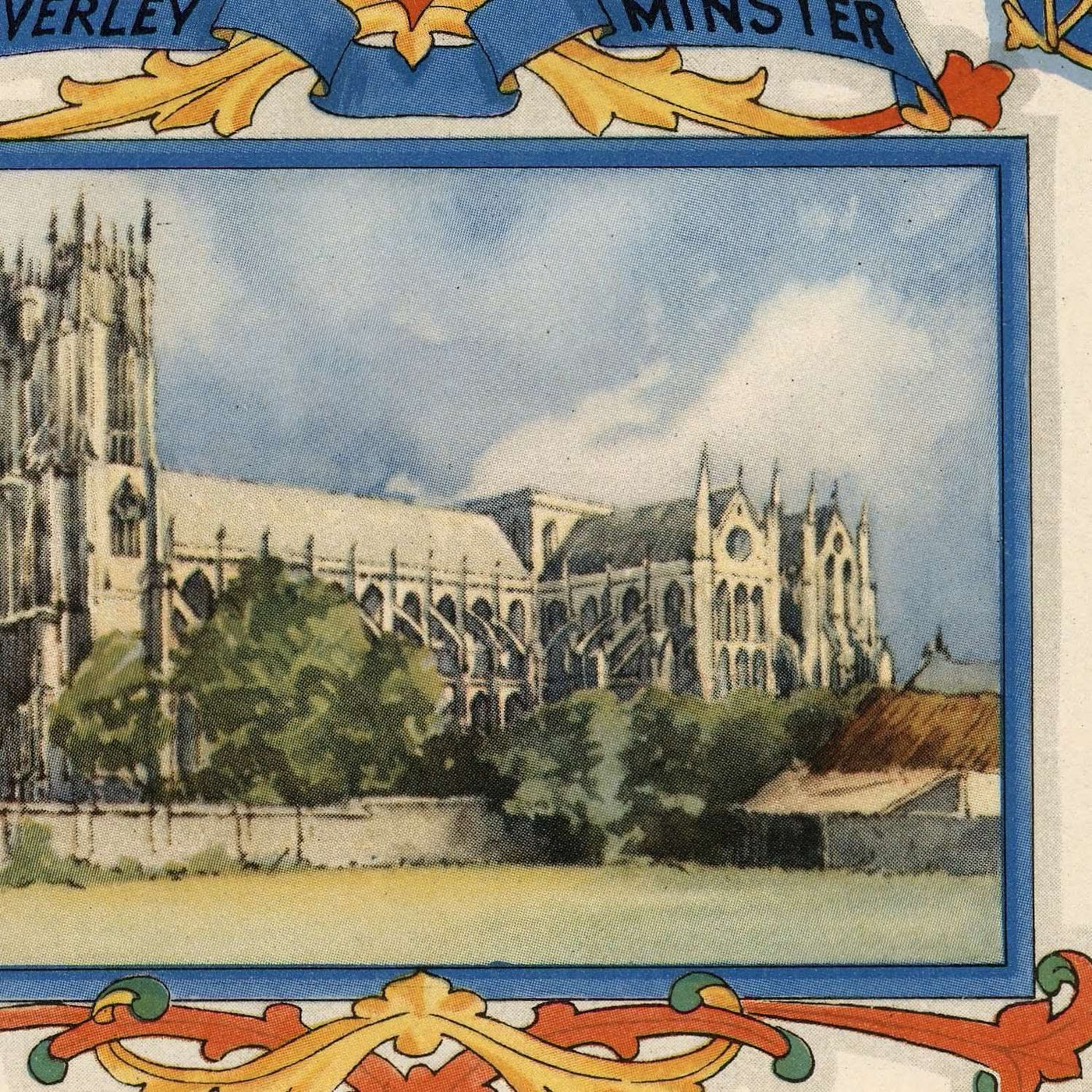 Old Pictorial Map of East Riding of Yorkshire by Clegg, 1946: Hull, Beverley