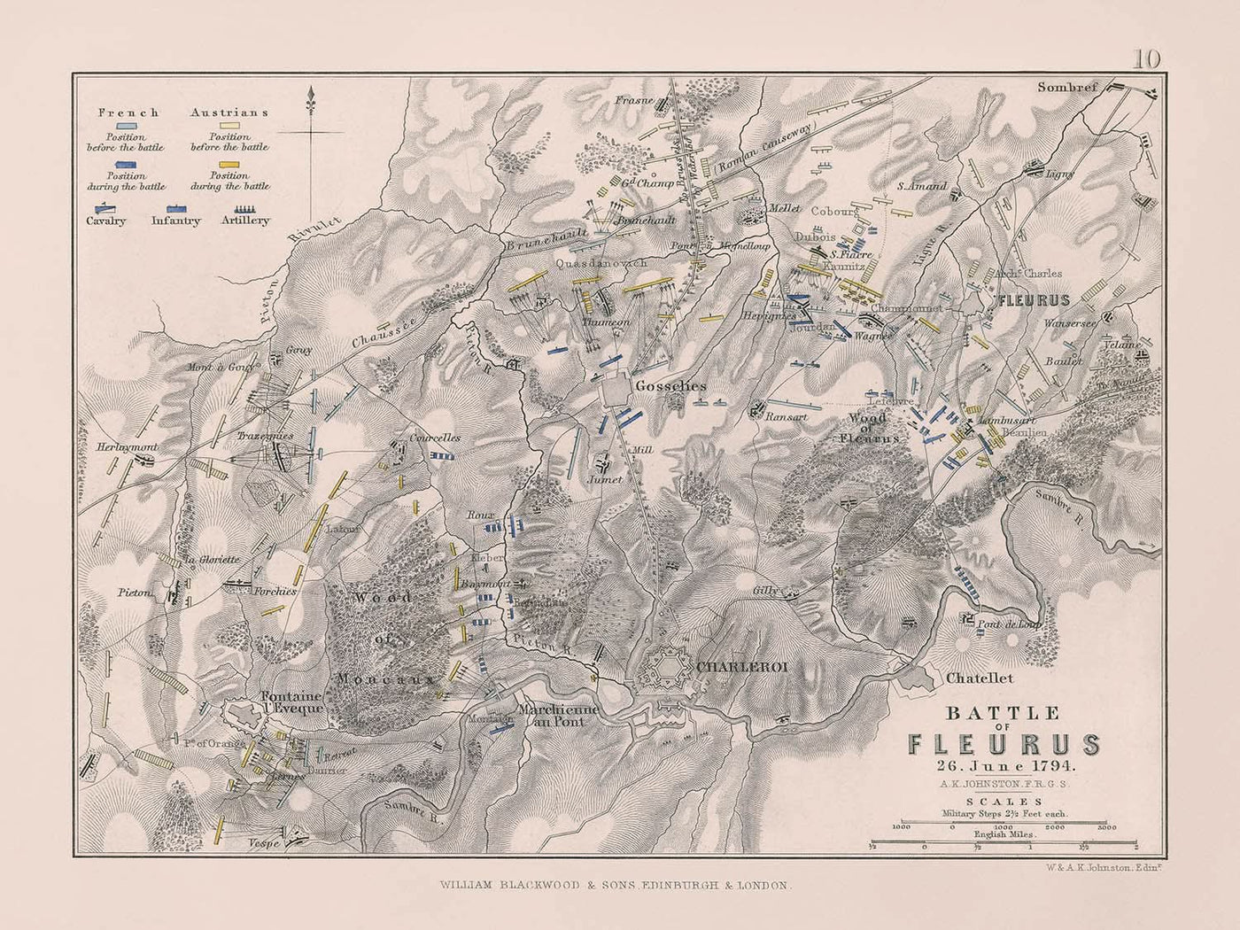 Schlacht von Fleurus, 26. Juni 1794 von AK Johnston, 1794: Französischer Revolutionskrieg 