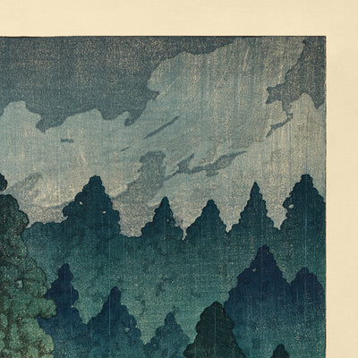 Futatsu Hall en Nikko por Hasui Kawase 1935 