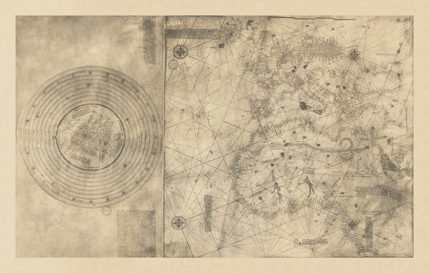 Portolan Mappa Mundi de Cristóbal Colón, 1492: Conquista de Granada, Era de los Descubrimientos 