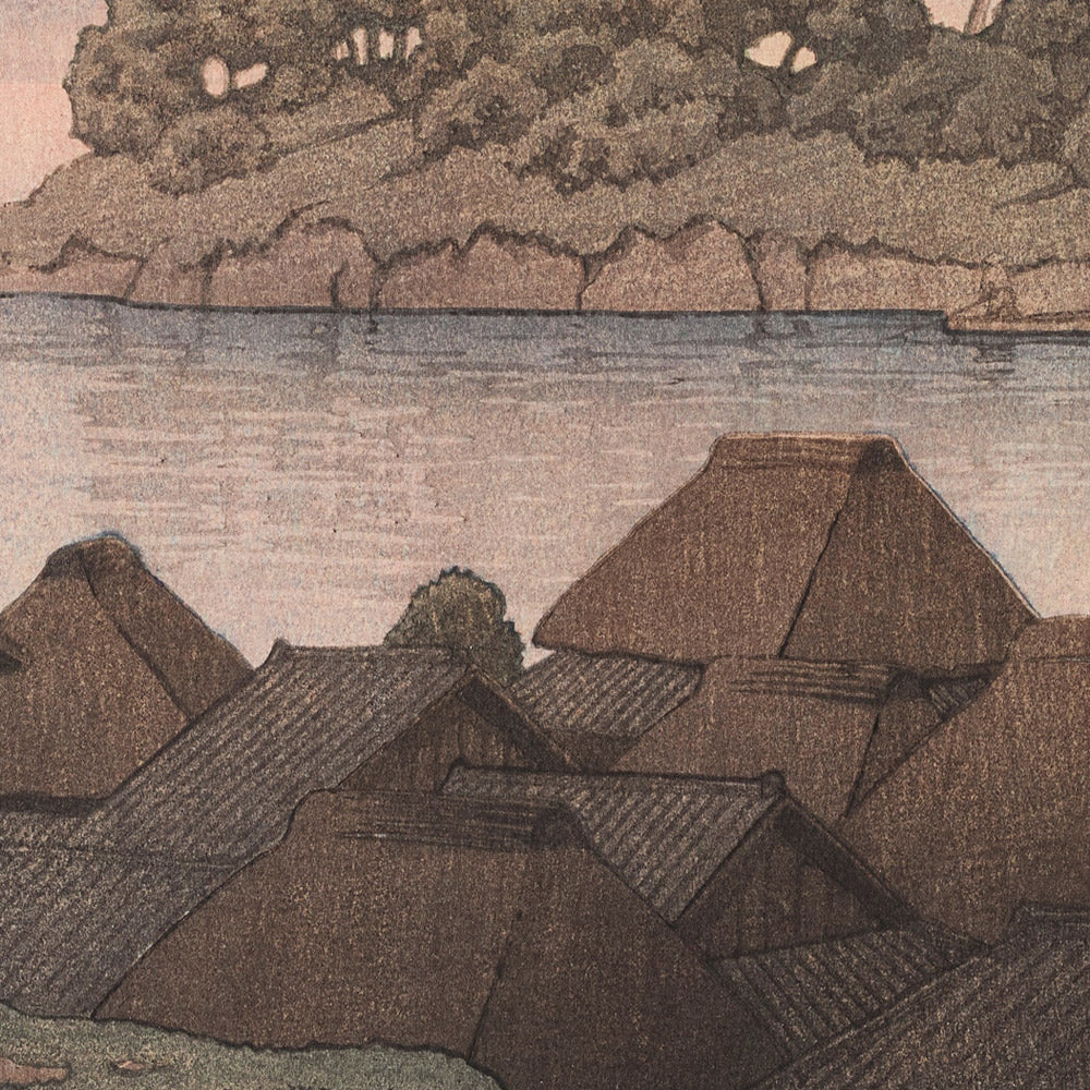 Belle Aube et Village Agricole par Hasui Kawase, 1937 