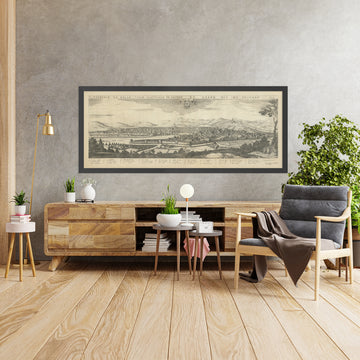 Vecchia mappa Birdseye di Firenze di Boisseau, 1648: Cattedrale, Battistero, Palazzo Medici, Fiume Arno, Mura della città 