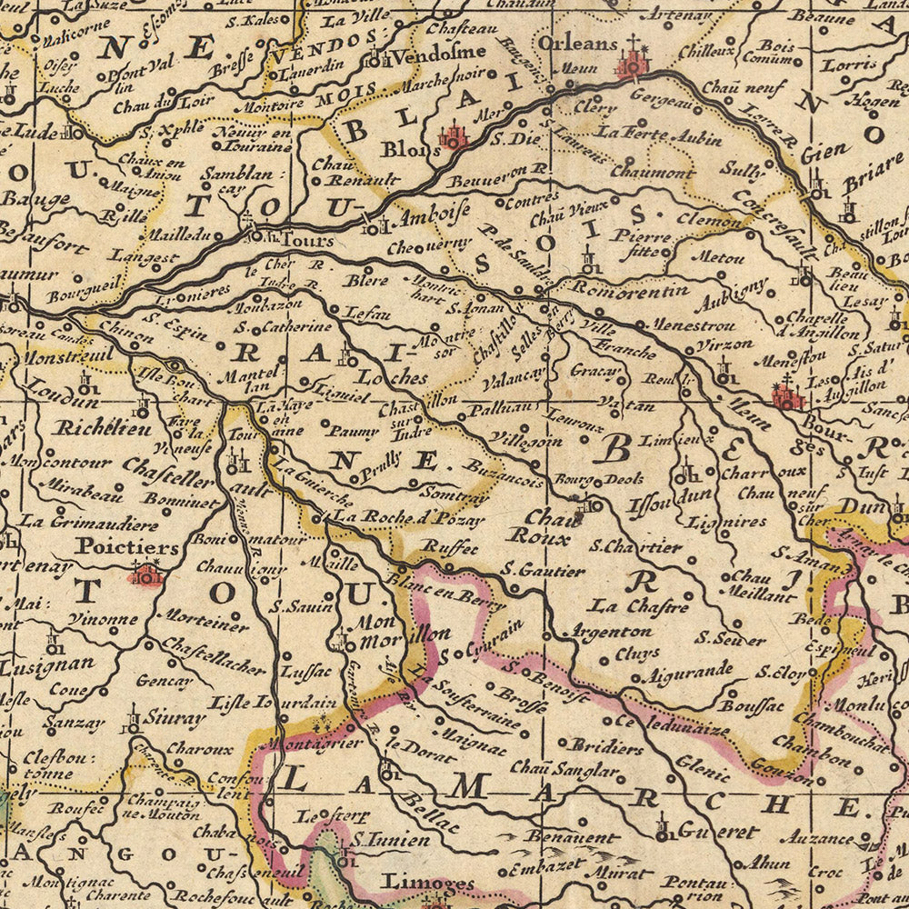 Mapa antiguo de Francia: 'Gallia Vulgo' de Visscher, 1690: París, Bruselas, provincias y regiones de Francia, Riviera Francesa
