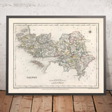 Mapa antiguo del condado de Galway por Samuel Lewis, 1844: Atenas, Ballinasloe, Clifden, Gort, Loughrea
