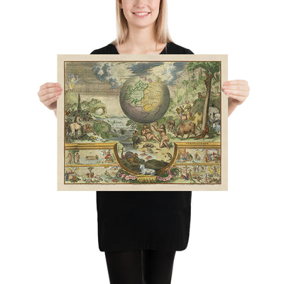 Old Illustration of the Garden of Eden, 1687: Romeyn De Hooghe's Map of Paradise