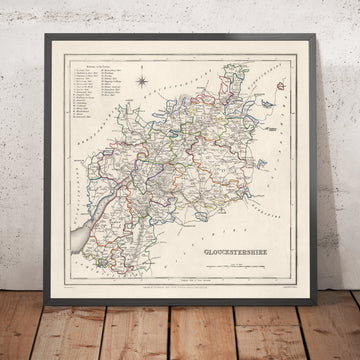 Old Map of Gloucestershire by Samuel Lewis, 1844: Bristol, Cheltenham, Cirencester, Stroud, Tewkesbury