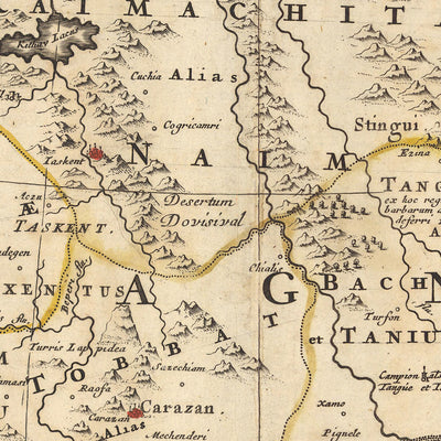 Old Map of Greater Tartary, the Great Mogul's Empire, Japan, and China by Visscher, 1690: East Asia, Central Asia, Beijing, Tokyo, Himalayas
