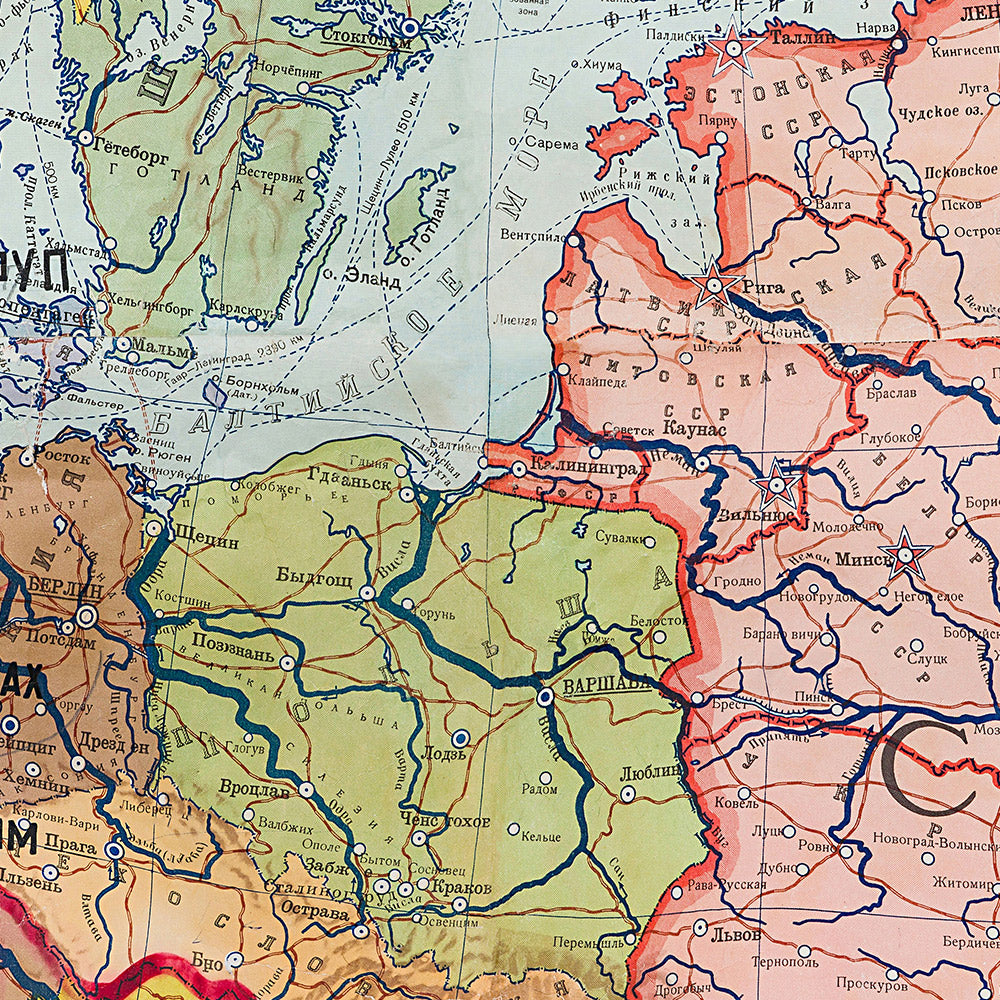 Alte Militärkarte des Kalten Krieges in Europa von GUGN, 1953: Warschauer Pakt, NATO, Sowjetunion, Deutschland, Frankreich 
