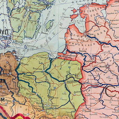 Alte Militärkarte des Kalten Krieges in Europa von GUGN, 1953: Warschauer Pakt, NATO, Sowjetunion, Deutschland, Frankreich 