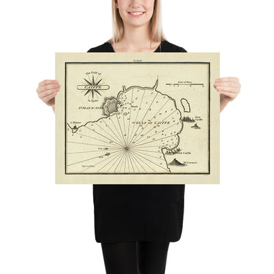 Old Gulf of Haifa, Israel Nautical Chart by Heather, 1802: Caiffe, Syria, Mount Carmel, St. Jean d'Acre