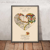 Heart Shaped "Where We Met" Map: Personalised Old or Modern Map Gift