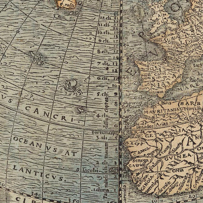 Antigua Mapa Mundial en Forma de Corazón por Fine, 1534: Proyección Cordiforme, Terra Australis, Anotaciones en Latín 