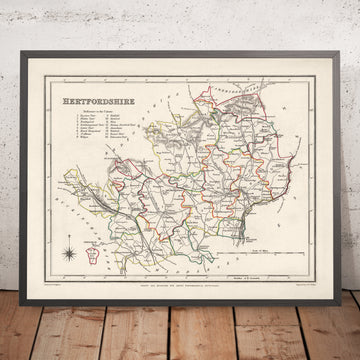 Old Map of Hertfordshire by Samuel Lewis, 1844: St Albans, Watford, Hemel Hempstead, Stevenage, Hitchin