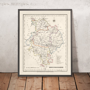 Old Map of Huntingdonshire by Samuel Lewis, 1844: St. Ives, St. Neots, Ramsey, Godmanchester, and Kimbolton