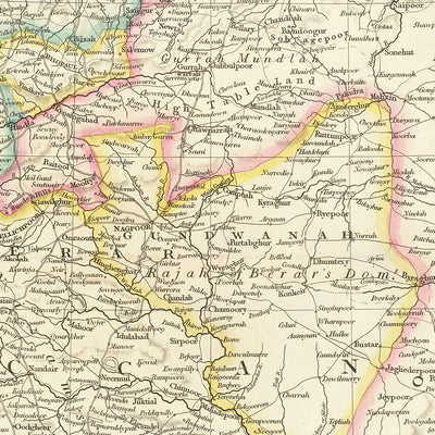 Antigua mapa de India, Pakistán y Bangladés por Arrowsmith, 1857: Ceilán, Tíbet, Nepal, Himalayas, llanuras del río Ganges 