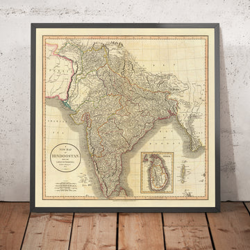 Alte Karte von Indien, Pakistan und Bangladesch von Cary, 1806: Hindoostan, Insel Ceylon, Andamanen, Provinzen Kabul und Kandahar 