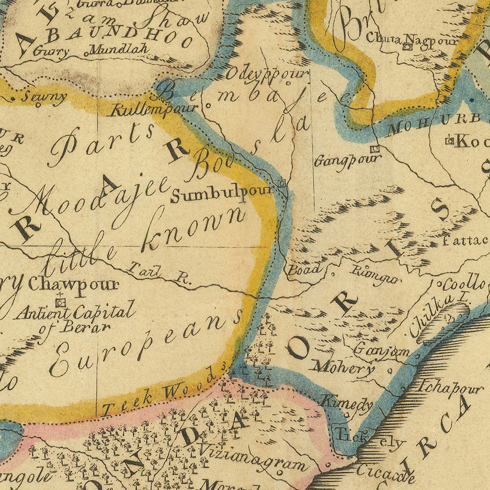 Antigua mapa de India, Pakistán y Bangladés por Carey, 1814: Hindoostán, Ceilán, Birmania, Islas Andamán, Bahía de Bengala 