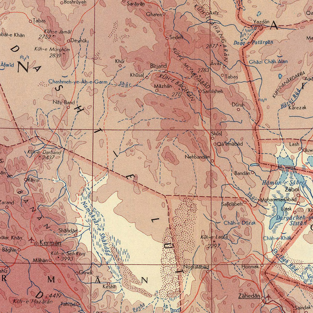 Ancienne carte de l'Iran et de l'Afghanistan, 1967 : mer Caspienne, golfe Persique, Pakistan occidental 